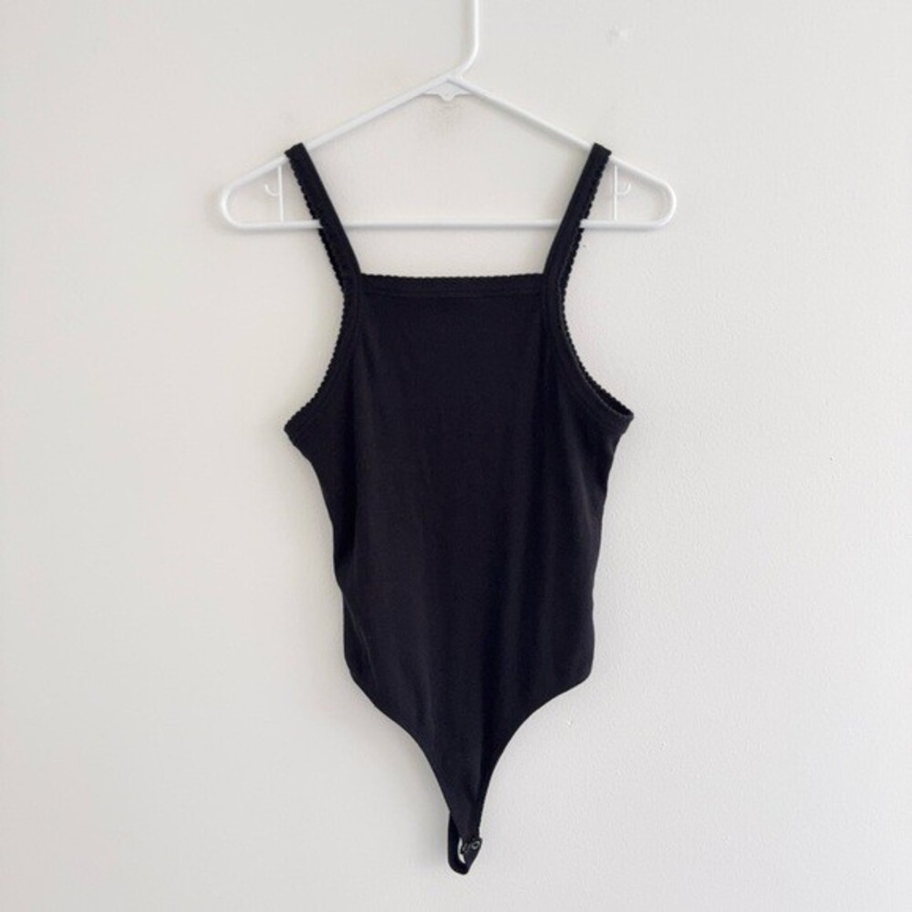 BP Black Square Neck Ribbed Bodysuit Medium
